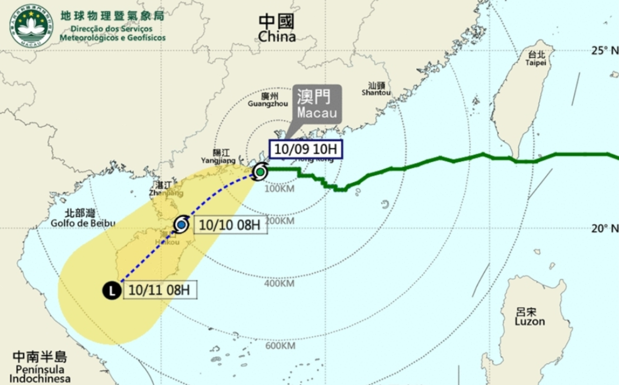 澳門改發3號風球及黃雨 維持全日停課