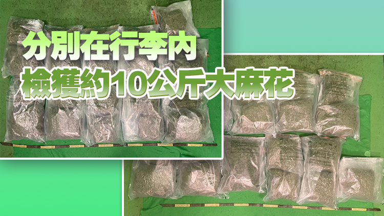 海關機場截獲460萬元大麻花 泰返港「搵快錢」兩男女落網