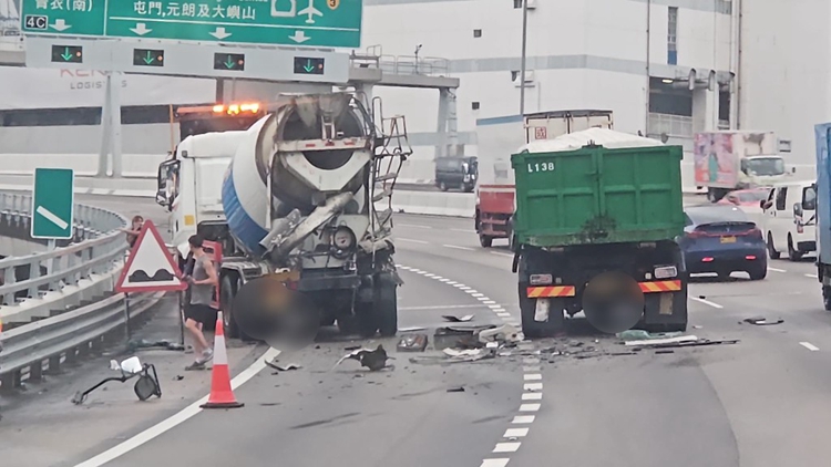 青葵公路兩車相撞 幸無人傷 往機場部分行車線封閉